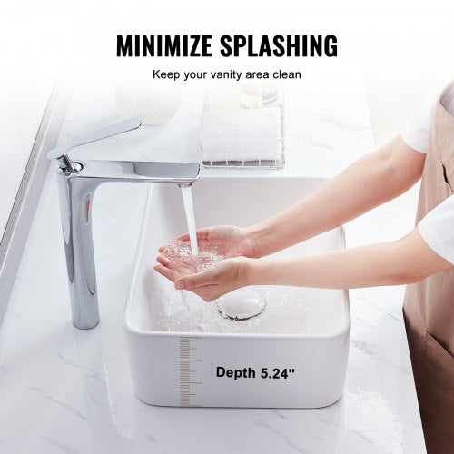 Rectangle Vessel Sink 16 x 12 Bathroom Vessel Sink Countertop White