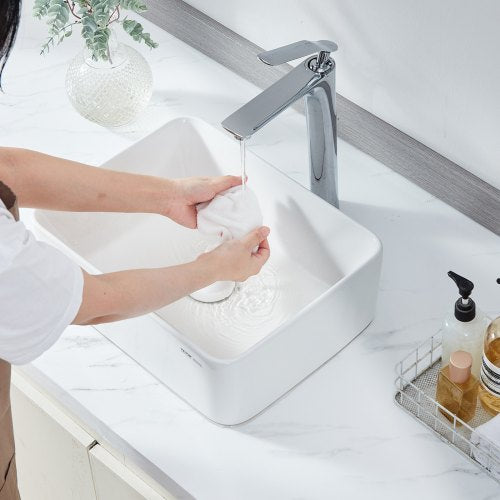 Rectangle Vessel Sink 16 x 12 Bathroom Vessel Sink Countertop White