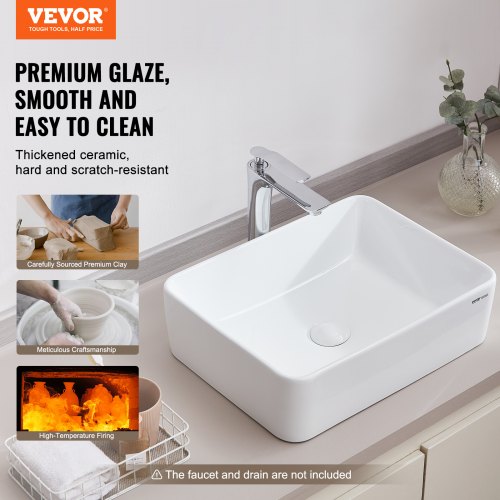 Rectangle Vessel Sink 19 x 147 Bathroom Vessel Sink Countertop White