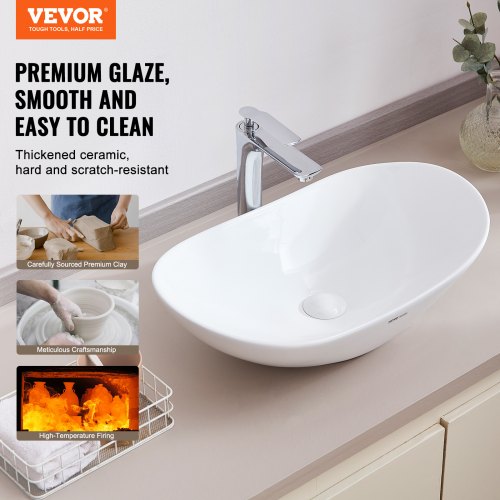 Oval Vessel Sink 233 x 142 Bathroom Vessel Sink Bowl Countertop White