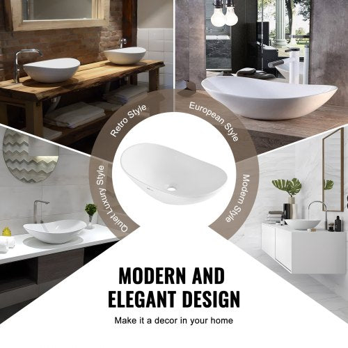 Oval Vessel Sink 233 x 142 Bathroom Vessel Sink Bowl Countertop White