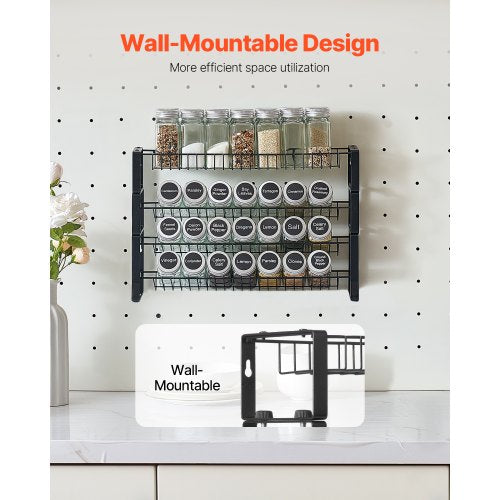 Detachable Spice Rack Organizer for Cabinet 4 Tie Stackable Seasoning