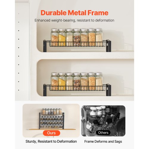 Detachable Spice Rack Organizer for Cabinet 4 Tie Stackable Seasoning