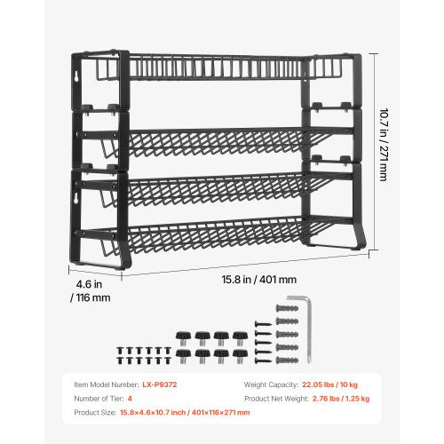 Detachable Spice Rack Organizer for Cabinet 4 Tie Stackable Seasoning