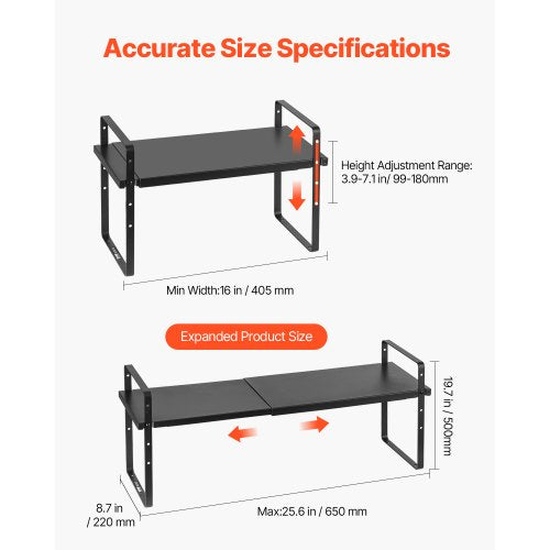 Adjustable Kitchen Cabinet Shelf Organizer Expandable 2 Tier Cabinet Shelf