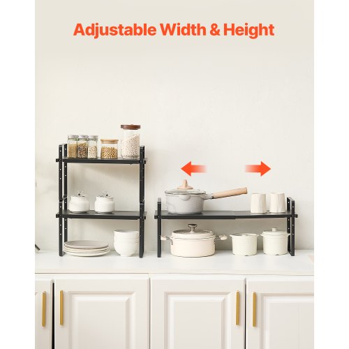 Adjustable Kitchen Cabinet Shelf Organizer Expandable 2 Tier Cabinet Shelf