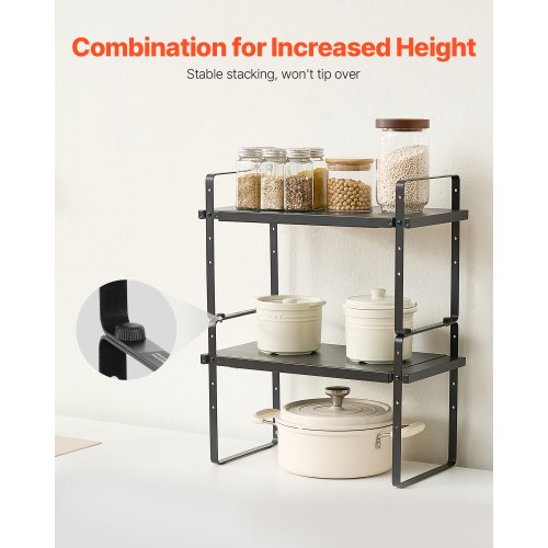 Adjustable Kitchen Cabinet Shelf Organizer Expandable 2 Tier Cabinet Shelf