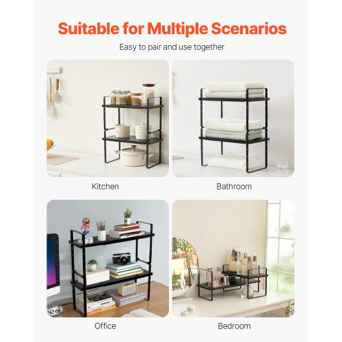 Adjustable Kitchen Cabinet Shelf Organizer Expandable 2 Tier Cabinet Shelf