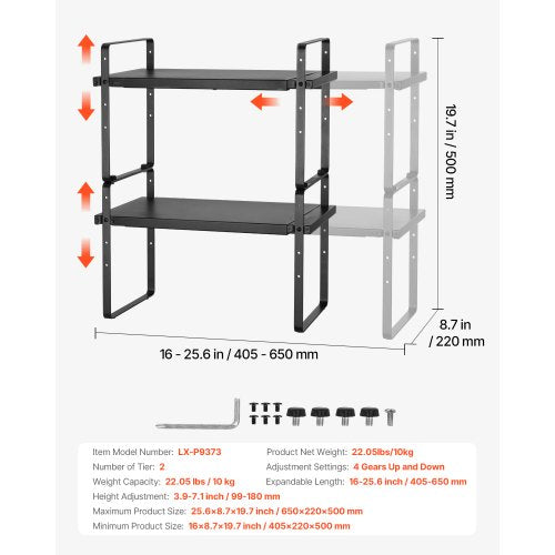 Adjustable Kitchen Cabinet Shelf Organizer Expandable 2 Tier Cabinet Shelf