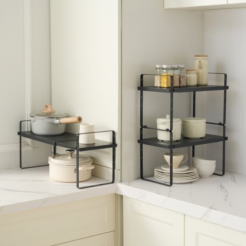 Adjustable Kitchen Cabinet Shelf Organizer Expandable 2 Tier Cabinet Shelf