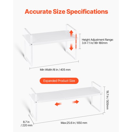 Adjustable Kitchen Cabinet Shelf Organizer Expandable 2 Tier Cabinet Shelf