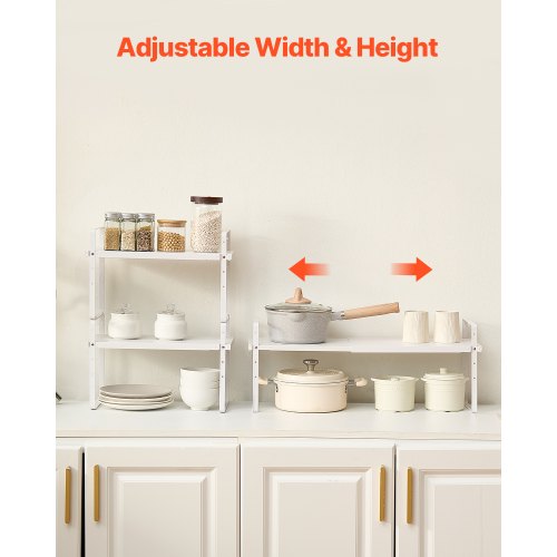 Adjustable Kitchen Cabinet Shelf Organizer Expandable 2 Tier Cabinet Shelf