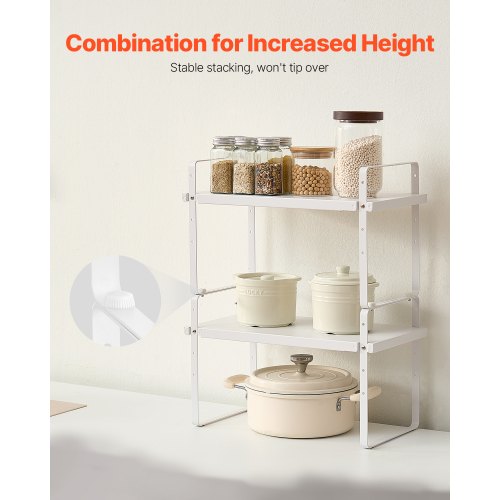 Adjustable Kitchen Cabinet Shelf Organizer Expandable 2 Tier Cabinet Shelf