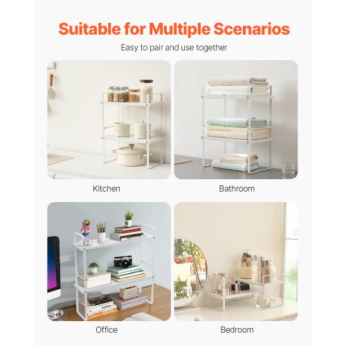 Adjustable Kitchen Cabinet Shelf Organizer Expandable 2 Tier Cabinet Shelf