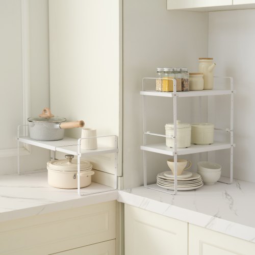 Adjustable Kitchen Cabinet Shelf Organizer Expandable 2 Tier Cabinet Shelf