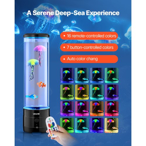 Sensory Bubble Tube Lamp 16 Color Changing Light Effects Water Fish Lamp