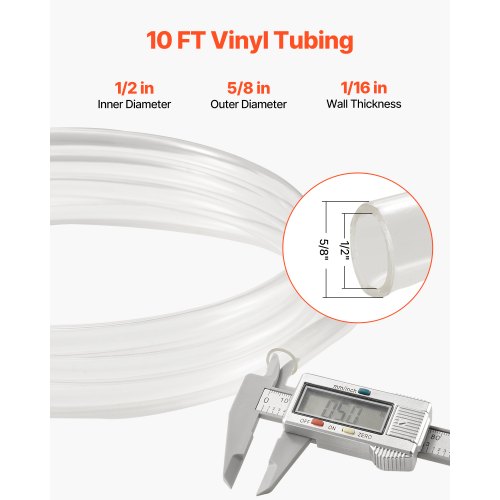 Clear Vinyl Tubing 12 ID x 58 OD 10FT Plastic PVC Tubing Flexible and Cuttable