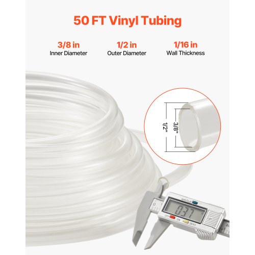 Clear Vinyl Tubing 38 ID x 12 OD 50FT Plastic PVC Tubing Flexible and Cuttable