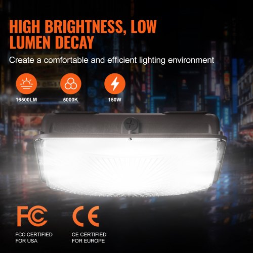 4 Pack LED Canopy Lights 150W 16500LM 5000K Daylight Commercial Industrial