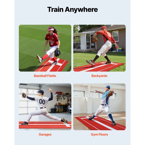 Softball Pitching Mat 10x3 ft Baseball Pitching Rubber Mound Antifade Turf