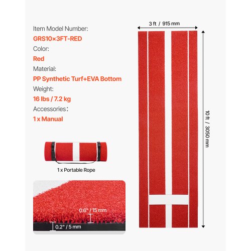 Softball Pitching Mat 10x3 ft Baseball Pitching Rubber Mound Antifade Turf