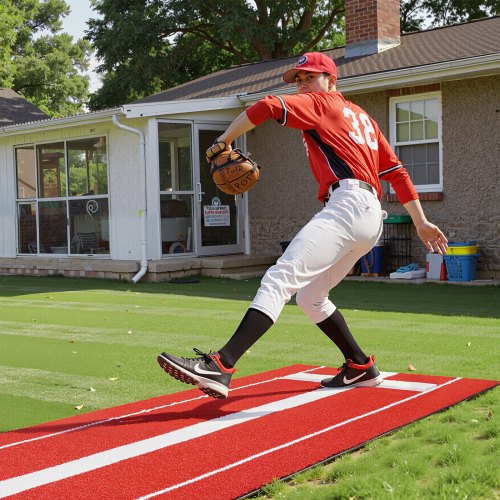 Softball Pitching Mat 10x3 ft Baseball Pitching Rubber Mound Antifade Turf