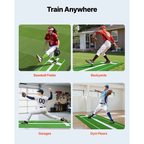 Softball Pitching Mat 10x3 ft Baseball Pitching Rubber Mound Antifade Turf