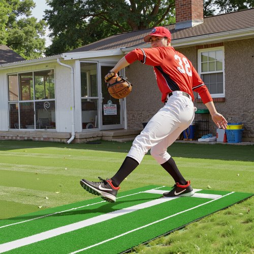 Softball Pitching Mat 10x3 ft Baseball Pitching Rubber Mound Antifade Turf
