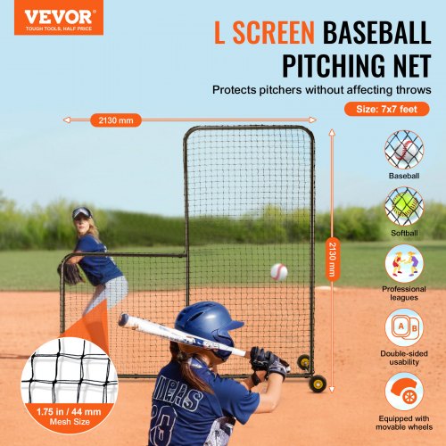 L Screen Baseball for Batting Cage 7x7 ft Softball Safety Screen Body