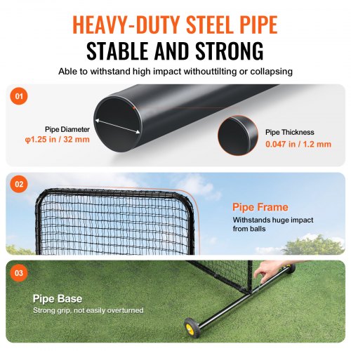 L Screen Baseball for Batting Cage 7x7 ft Softball Safety Screen Body