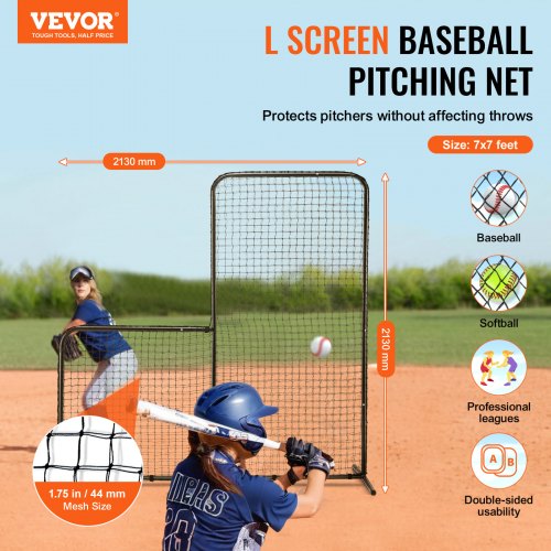 L Screen Baseball for Batting Cage 7x7 ft Baseball Softball Safety Screen