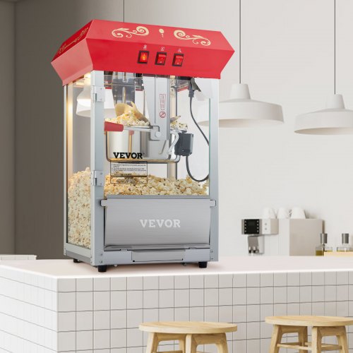 Popcorn Popper Machine 8 Oz Countertop Popcorn Maker 850W 48 Cups Red