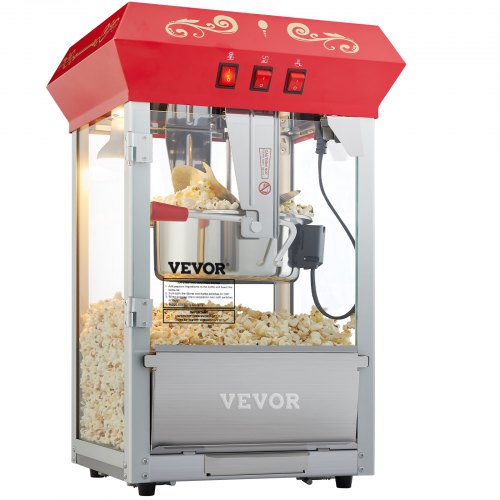 Popcorn Popper Machine 8 Oz Countertop Popcorn Maker 850W 48 Cups Red