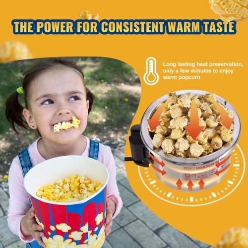 Popcorn Maker 300W Popcorn Popper Machine 25 Oz Kettle Makes 4 QT per Batch