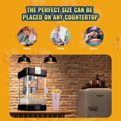 Popcorn Maker 300W Popcorn Popper Machine 25 Oz Kettle Makes 4 QT per Batch