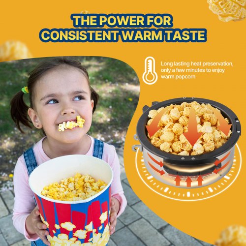 Popcorn Maker 480W Popcorn Popper Machine 4 Oz Kettle Makes 1.5 Gallon per Batch
