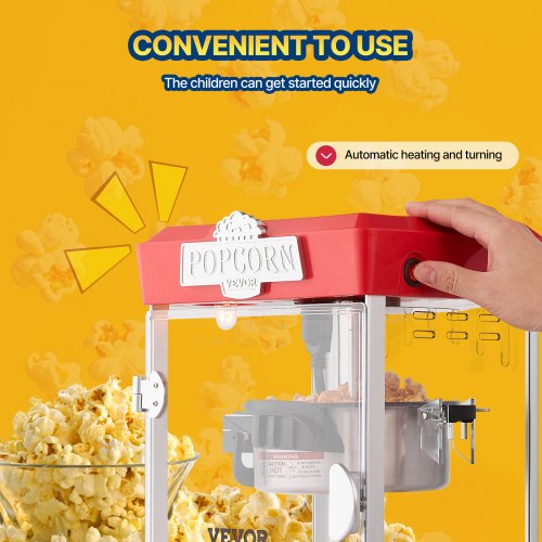 Popcorn Maker 480W Popcorn Popper Machine 4 Oz Kettle Makes 1.5 Gallon per Batch