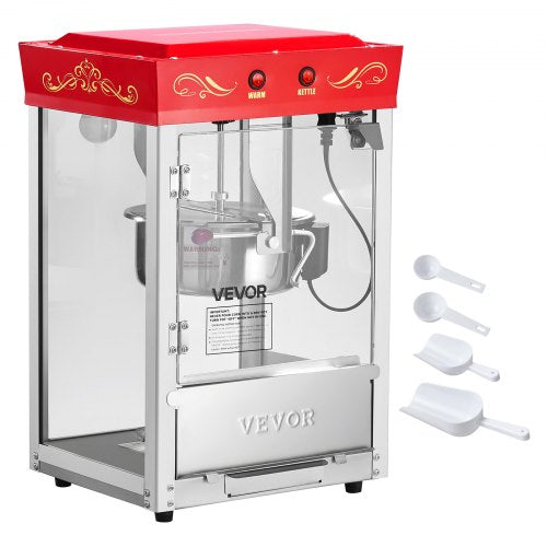 Popcorn Machine 8oz Stainless Steel Kettle 800W Commercial Countertop