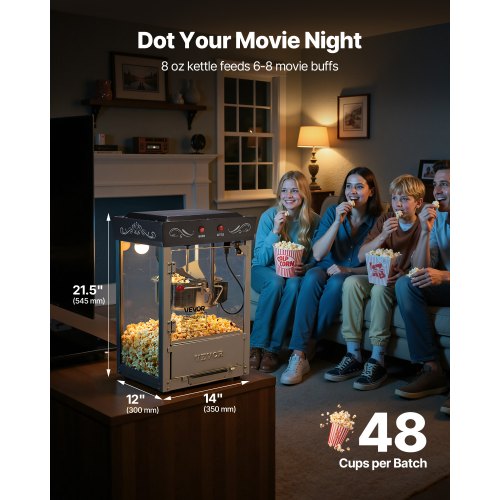 Popcorn Machine 8oz Stainless Steel Kettle 800W Commercial Countertop 1