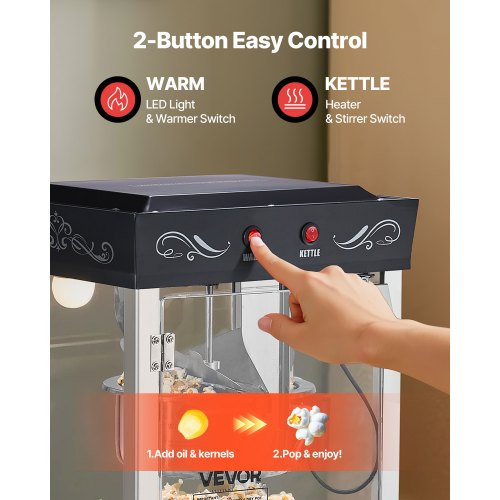 Popcorn Machine 8oz Stainless Steel Kettle 800W Commercial Countertop 1