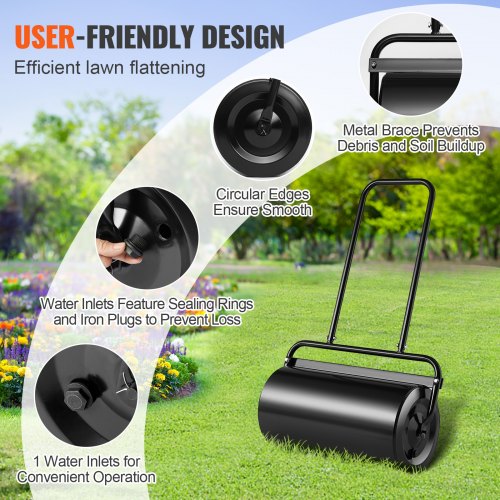 Lawn Roller 13 Gallon SandWater Filled Yard Roller Steel Sod Roller