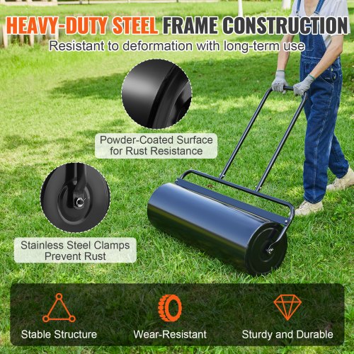 Lawn Roller 17 Gallon SandWater Filled Yard Roller Steel Sod Roller