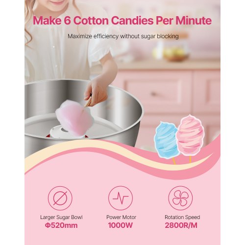 Electric Cotton Candy Machine 1000W Commercial Candy Floss Maker with 205