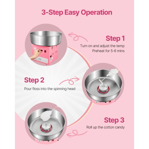 Electric Cotton Candy Machine 1000W Commercial Candy Floss Maker with 205