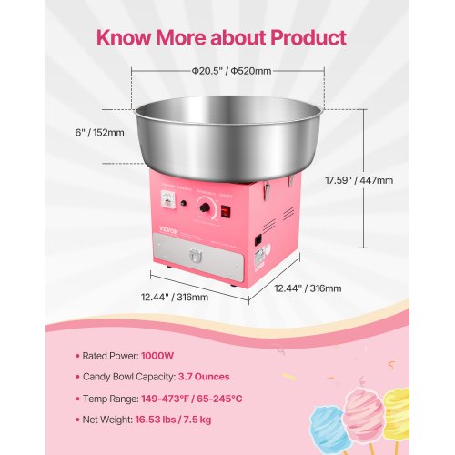Electric Cotton Candy Machine 1000W Commercial Candy Floss Maker with 205