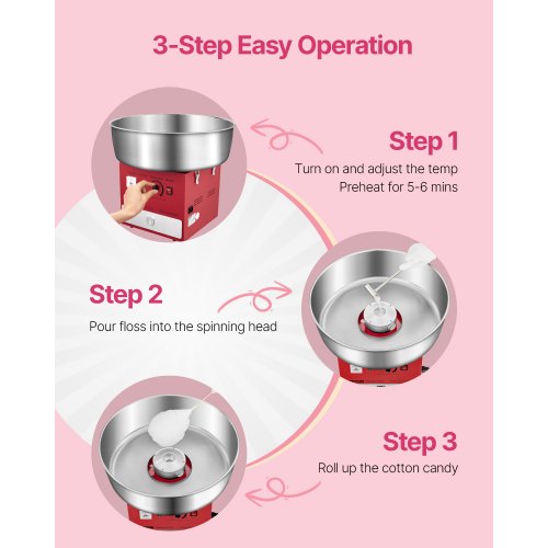 Electric Cotton Candy Machine 1000W Commercial Candy Floss Maker with 205