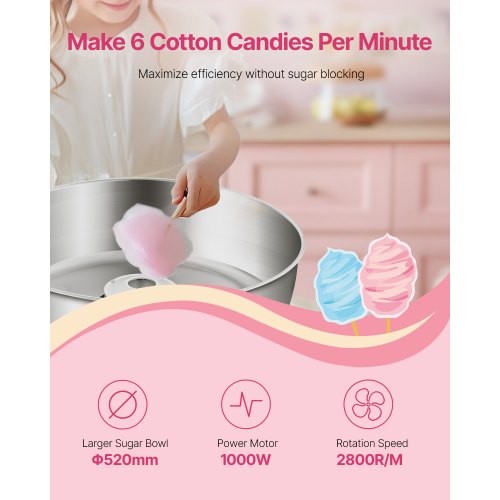 Electric Cotton Candy Machine 1000W Commercial Candy Floss Maker with 205 1