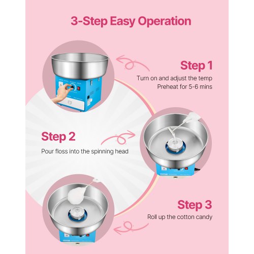 Electric Cotton Candy Machine 1000W Commercial Candy Floss Maker with 205 1