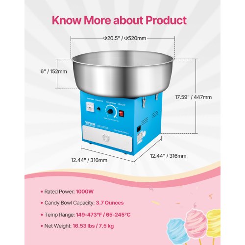 Electric Cotton Candy Machine 1000W Commercial Candy Floss Maker with 205 1