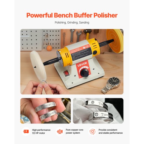 Bench Buffer Polisher 12HP Polishing and Buffing Machine to 8000RPM